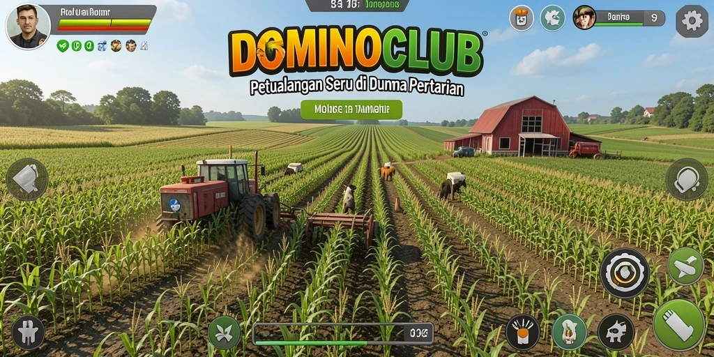Tampilan menarik dari gameplay <strong>DOMINOCLUB</strong> dengan aktivitas bertani.