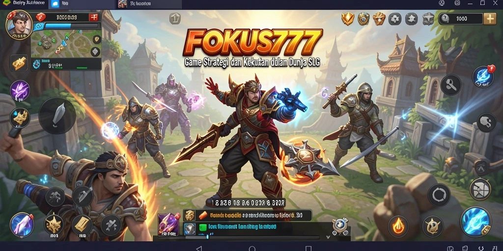 Screenshot gameplay FOKUS777 menunjukkan pertempuran seru di dunia SLG.