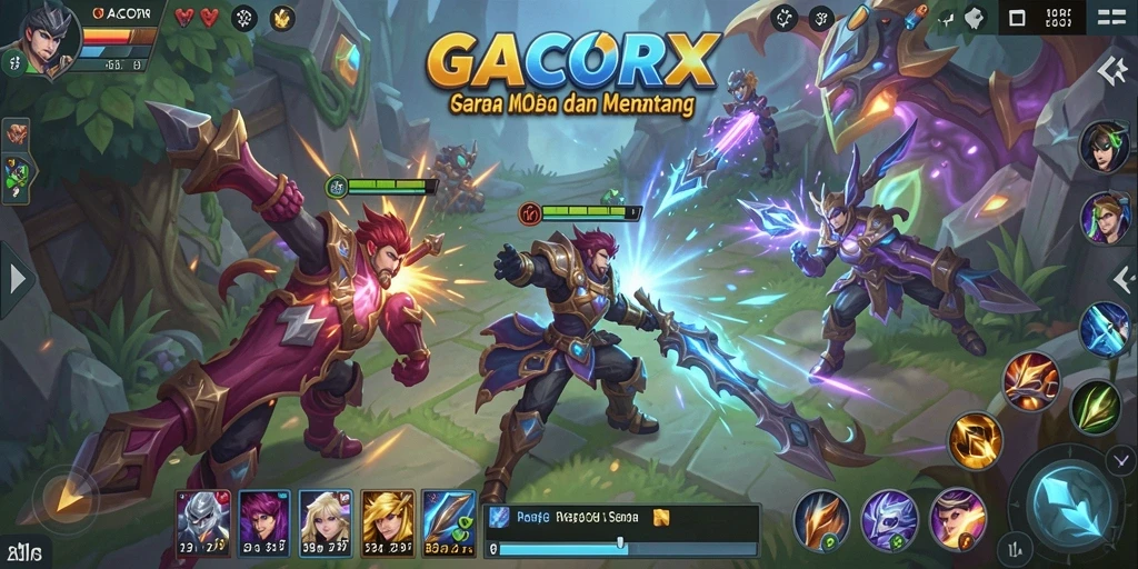 Screenshot GACORX menampilkan aksi pertempuran tim yang intens.