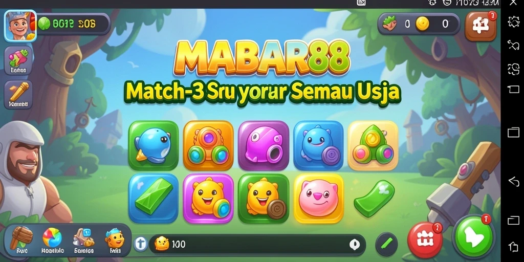 Screenshot gameplay MABAR88 yang menunjukkan aksi Match-3 seru.