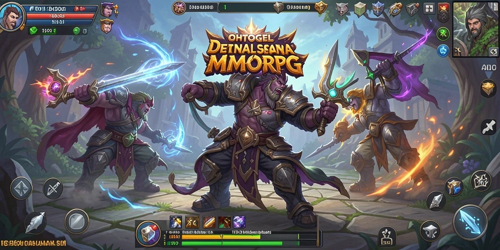 Tangkapan layar gameplay OHTOGEL yang menampilkan aksi pertempuran seru di MMORPG.