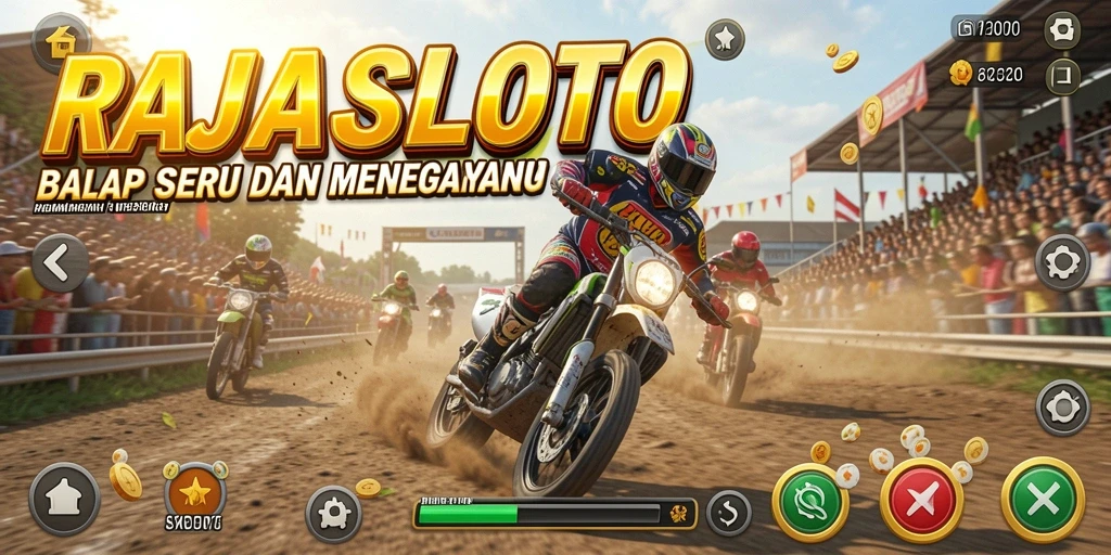 Tampilan utama gameplay RAJASLOTO dengan aksi balap yang mendebarkan.