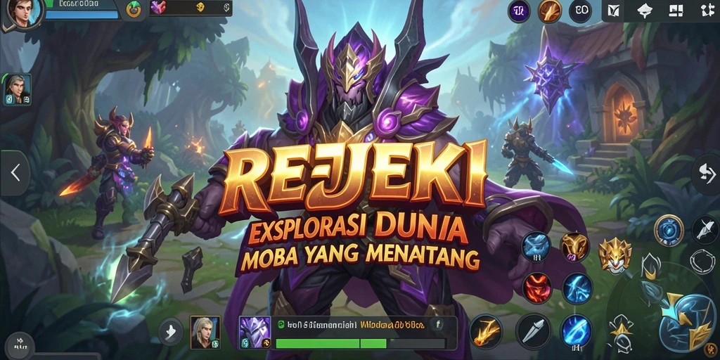 Tampilan gameplay seru dari pertempuran MOBA di REJEKI.