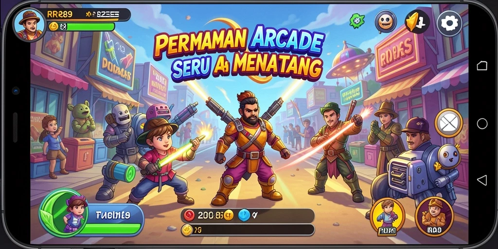 Tampilkan gameplay yang seru dalam RR89, permainan Arcade yang mengasyikkan.