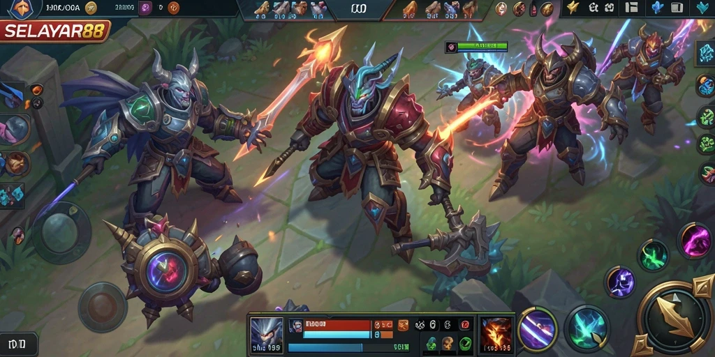 Tampilan menarik dari gameplay MOBA yang seru di SELAYAR88.