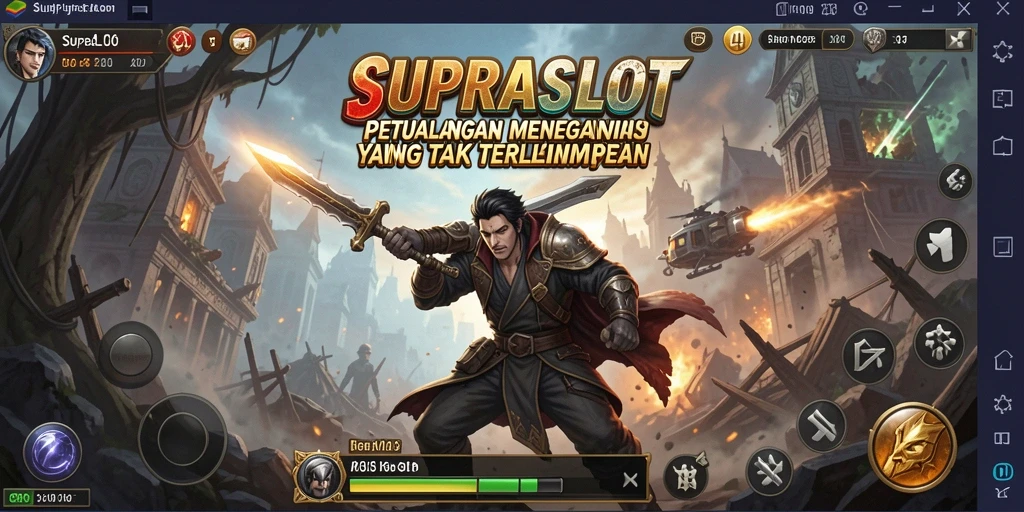 Screenshot gameplay SUPRASLOT menampilkan aksi petualangan yang mendebarkan.